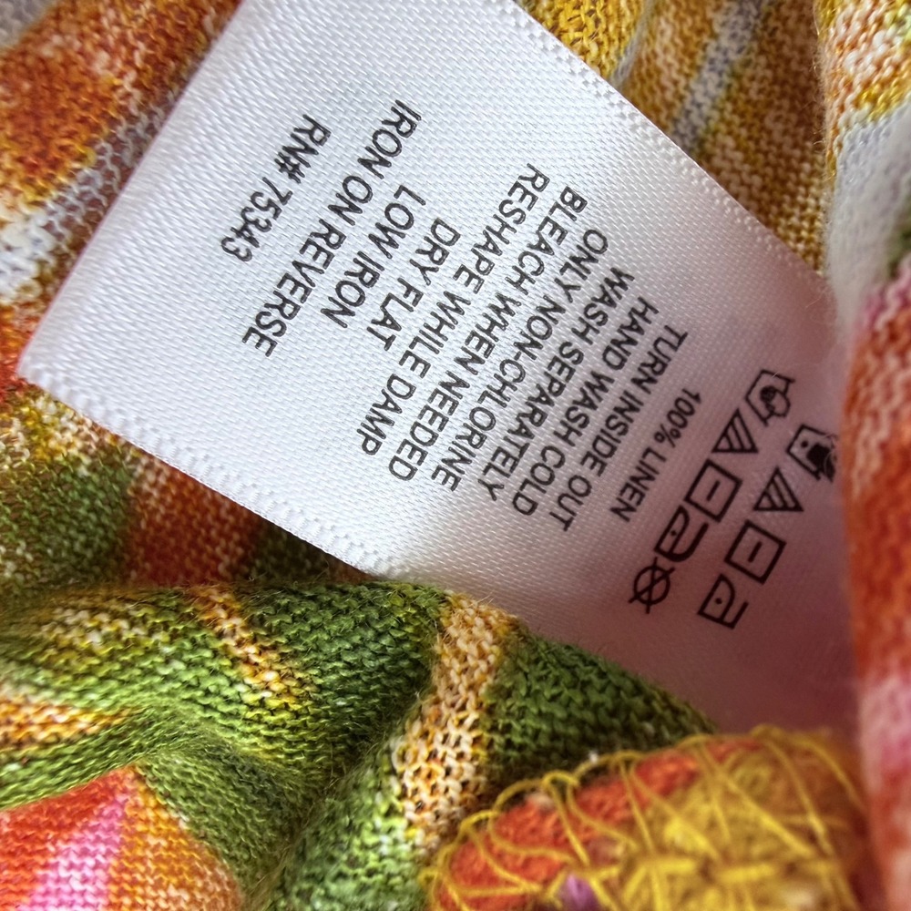C&C California Linen T-Shirt Womens Large Orange Pink Vibrant Tropical Boho NWOT - Picture 3 of 5